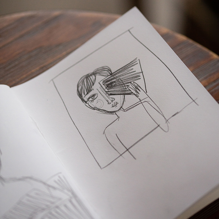Un des croquis du visuel réalisé par Marion Saupin Un des croquis du visuel réalisé par Marion Saupin