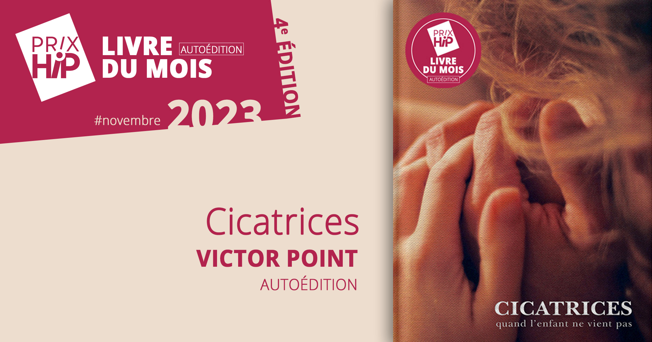 Prix HiP 2023 - Livre du mois #NOVEMBRE : Cicatrices, de Victor Point (autoédition) Prix HiP 2023 - Livre du mois #NOVEMBRE : Cicatrices, de Victor Point (autoédition)