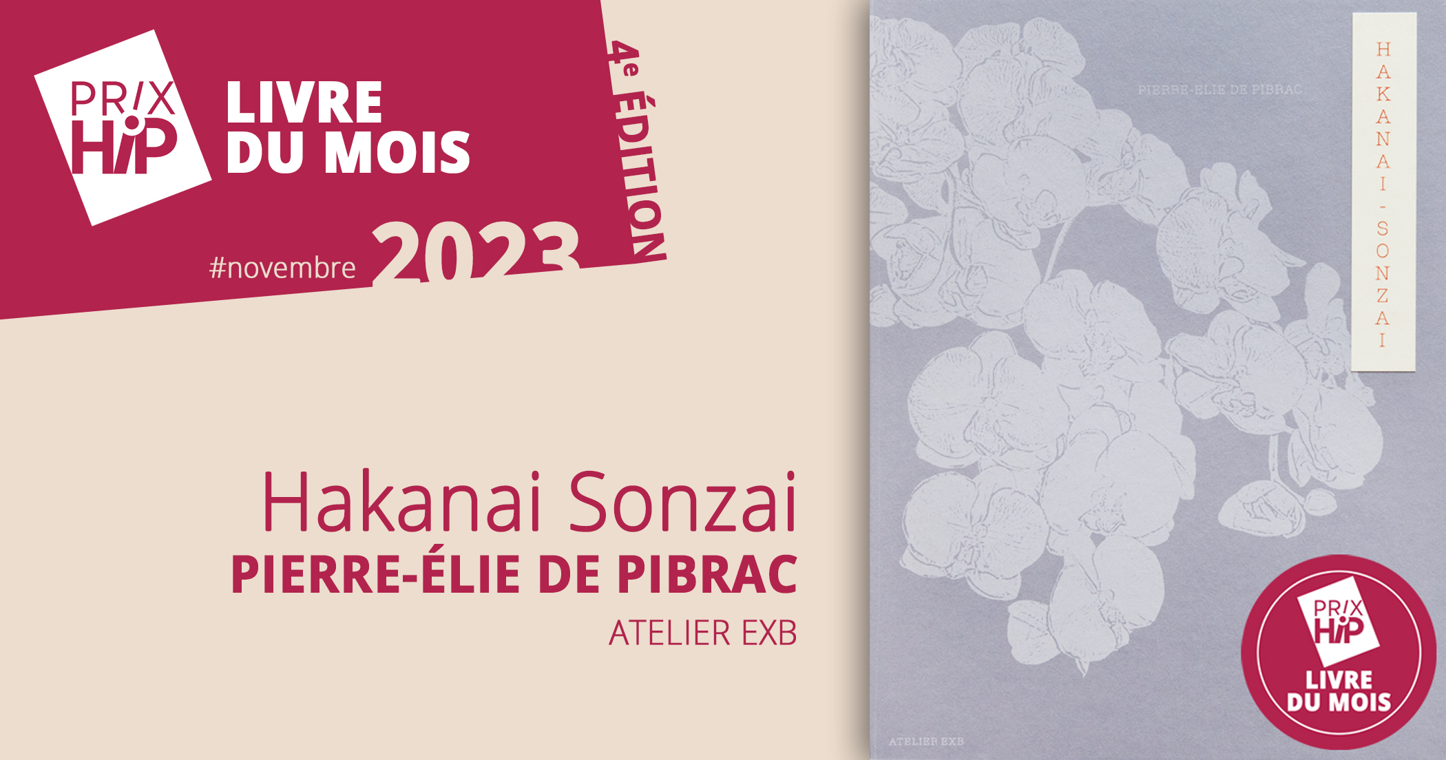 Prix HiP 2023 - Livre du mois #NOVEMBRE : Hakanai Sonzai, de Pierre-Élie de Pibrac (Atelier EXB)